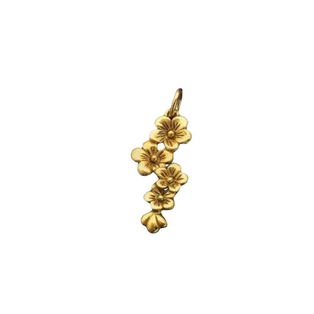 Gold Cherry Blossom Cluster Pendant – 20x10mm